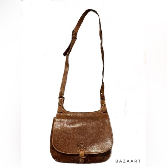 Vintage Patricia Nash Saddle Bag Flap Brown Leather Cross Body Purse Bag - Picture 2 of 7